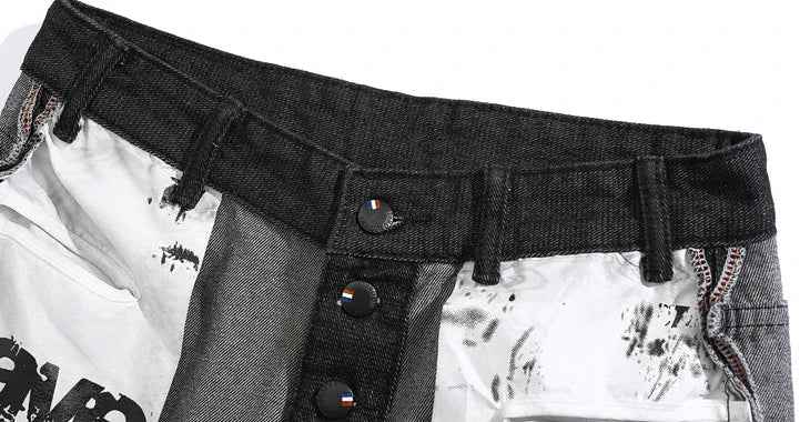American Style Cargo Reverse Contrast Color Jeans