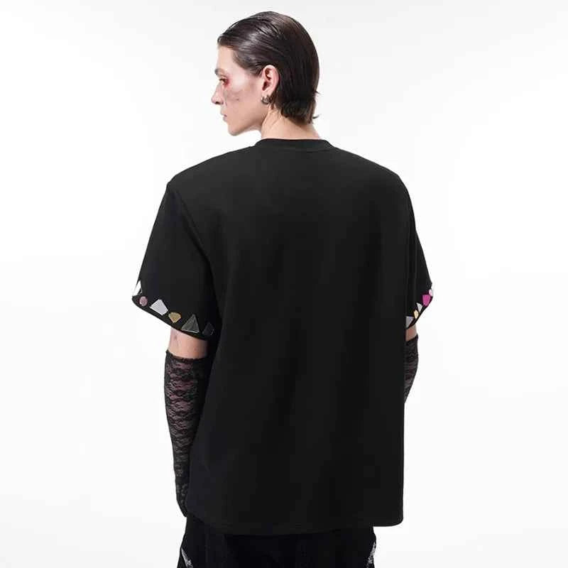 Streetwear Stylish Sequin Patchwork Short Sleeve T-Shirt