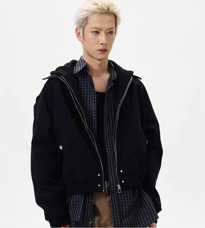Patchwork Silhouette Retro Hooded Jacket - Luxuryurbanwear