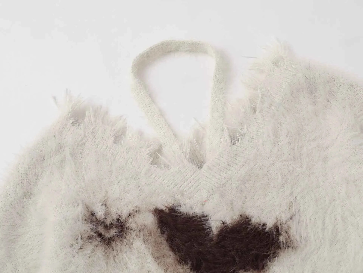 Butterfly Graphic Distressed Hem Fuzzy Sweater
