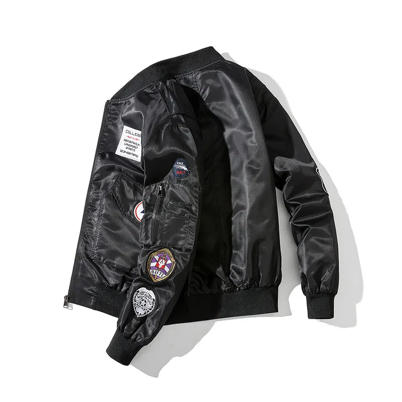 Retro Letter Embroidered Elastic Waist Jacket