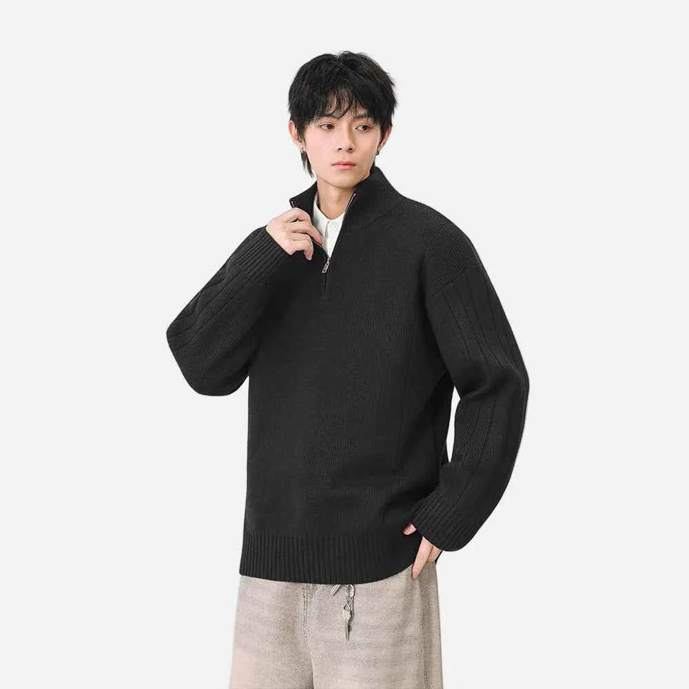 Cozy Trendy Ribbed Mock Neck Sweater