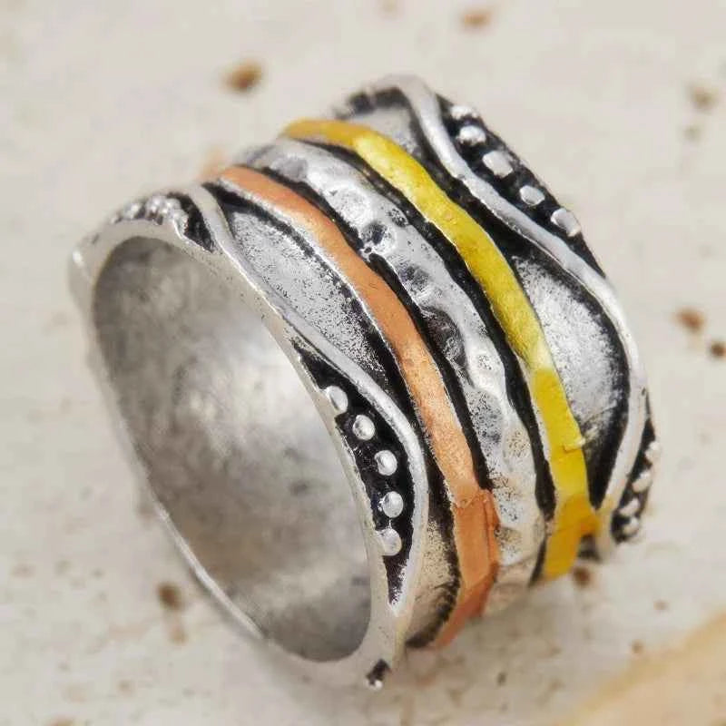 Geometric Irregular Punk Style Wide Face Rings