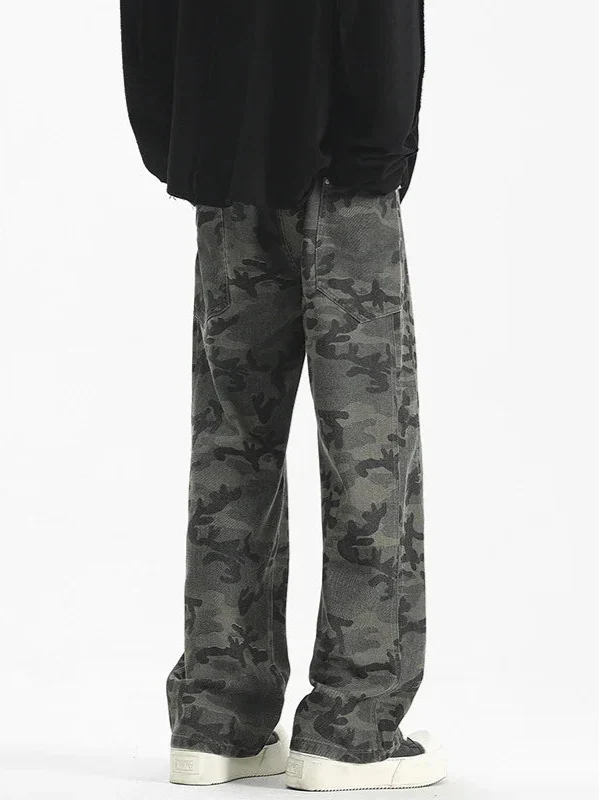 Versatile High Street Camouflage Baggy Jeans - Luxuryurbanwear