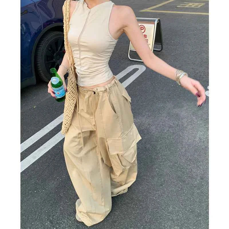 Adjustable Waist Baggy Cargo Pants