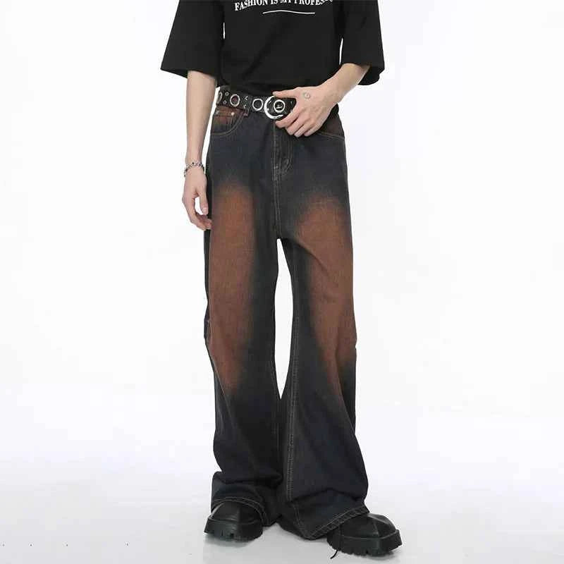 Streetwear Rivet Wide Leg Denim Jeans