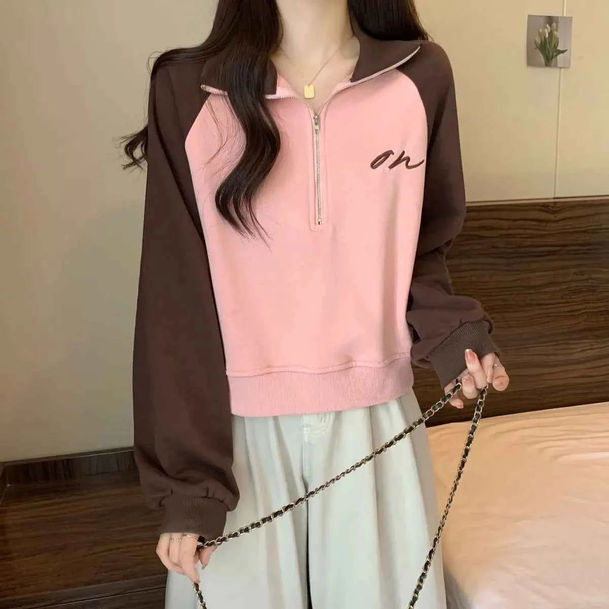 Chill Fit Loose Zipper Retro Long Sleeve Sweatshirt