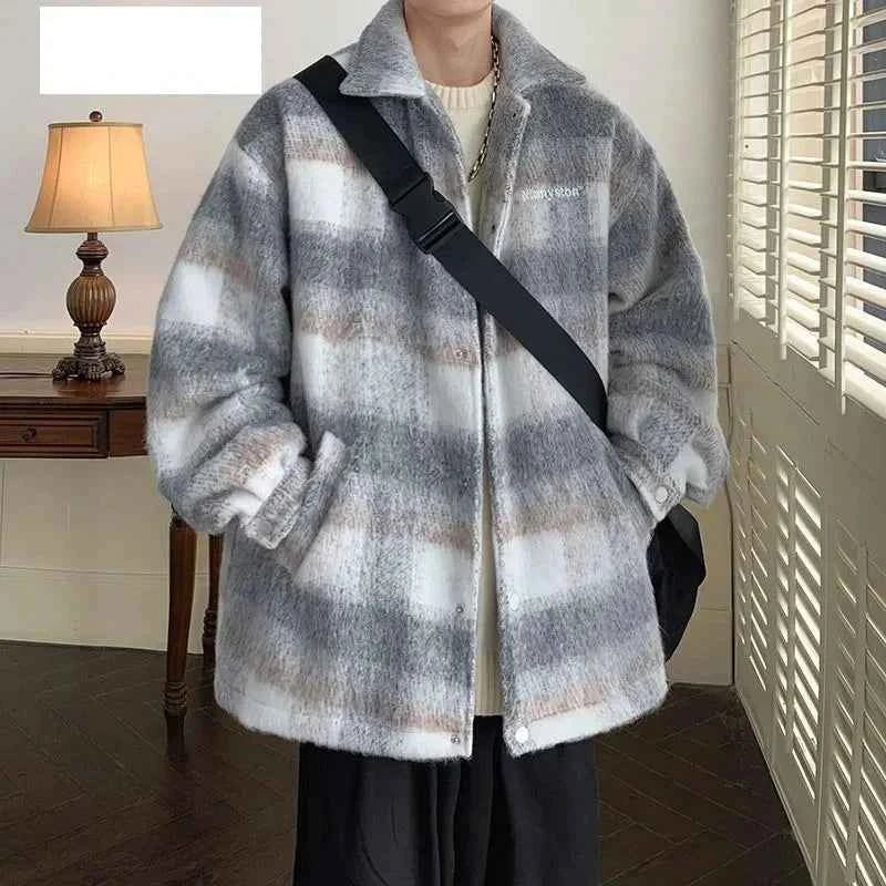 Simple Versatile Plaid Tweed Style Cotton Jacket