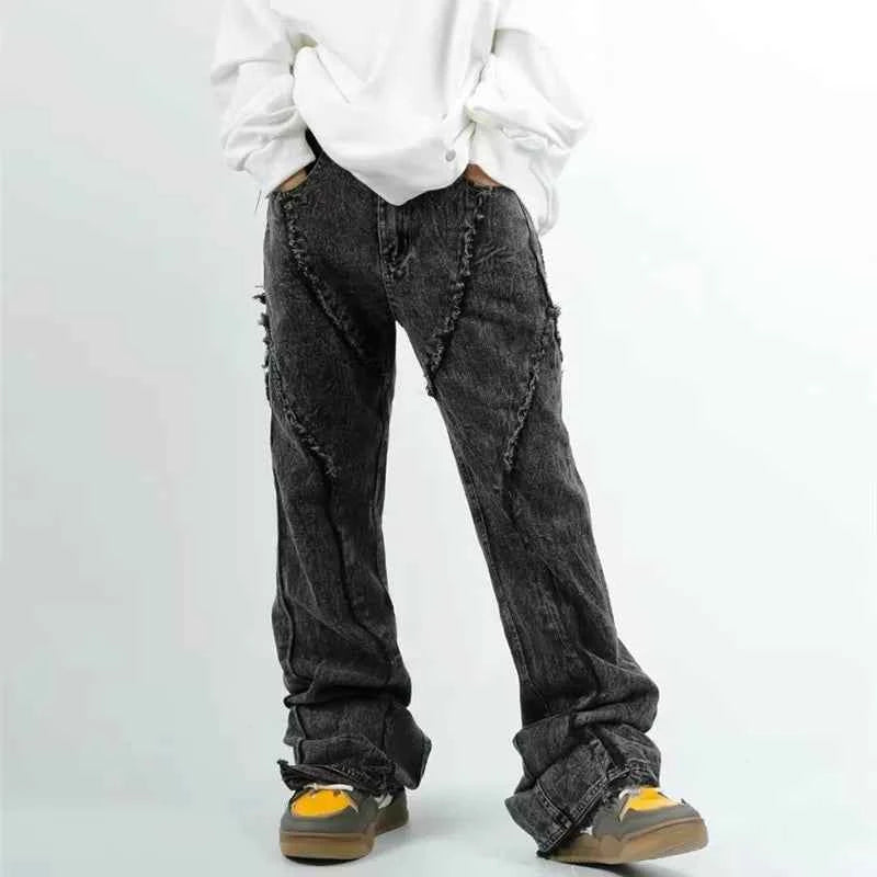 Cyber Washed Black Baggy Stacked Jeans