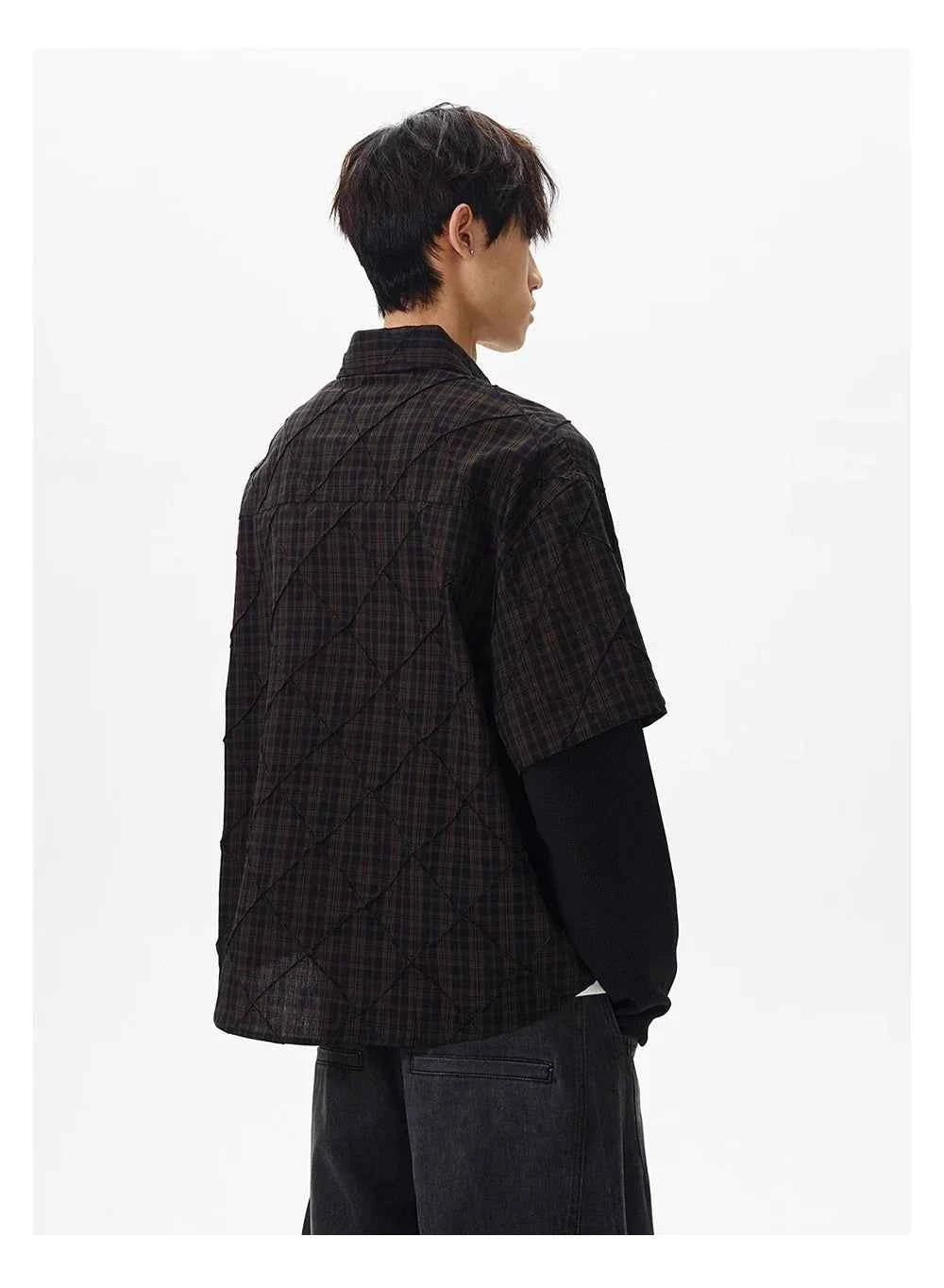 Streetwear Plaid Spliced Long Sleeve Lapel Shirt