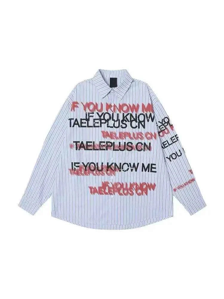 Y2K Autumn Contrasting Striped Letter Print Shirt