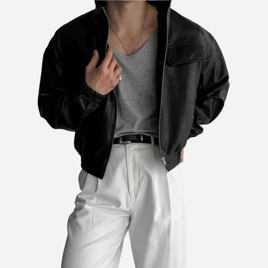 Trendy Motorcycle Pilot PU Leather Jacket