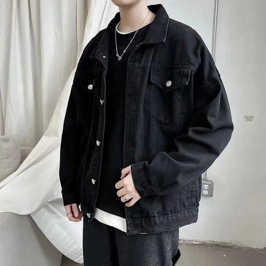 Black And Blue Cool Bomber Denim Jacket