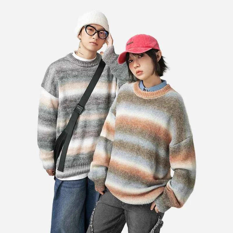 Cozy Gradient Striped Oversized Knitwear Sweater