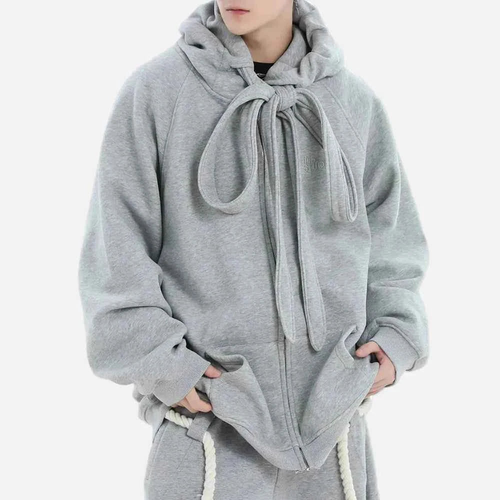 Casual Strap Design Velvet Hooded Sweatshirt