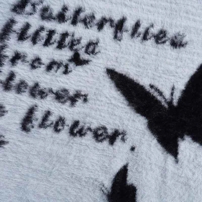 Women Cozy Fuzzy Butterfly Knitted Casual Sweater