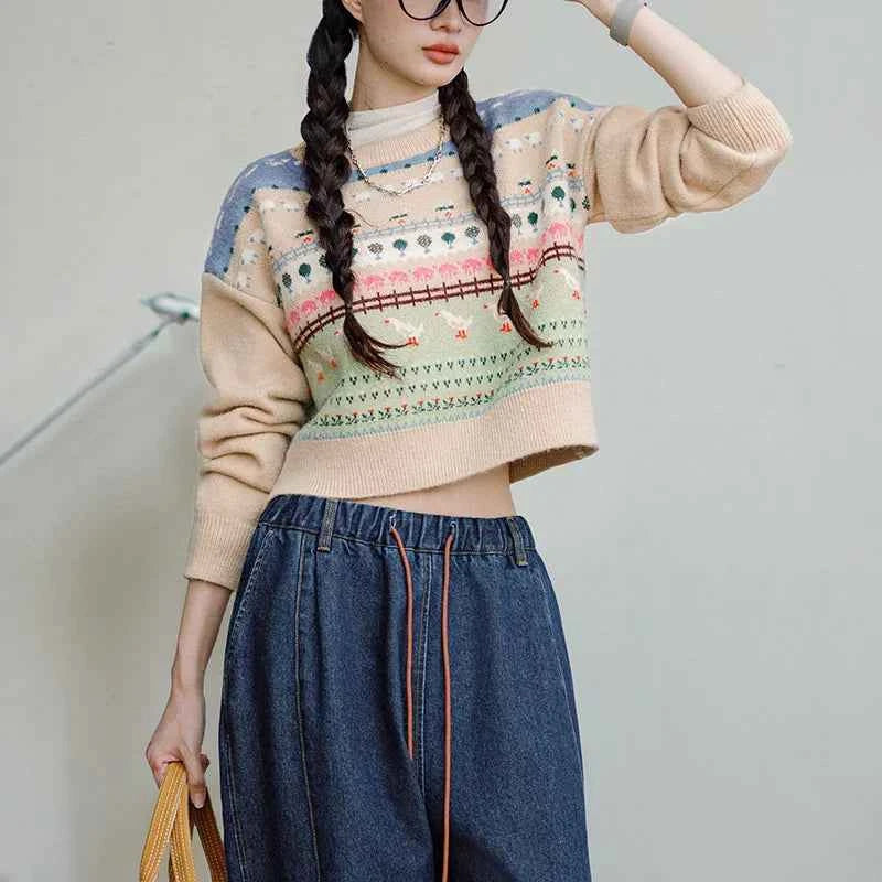 Cute Versatile Animal Print Sweater
