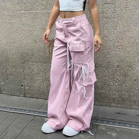 Women Streetwear Vintage Bowknot Cargo Pants