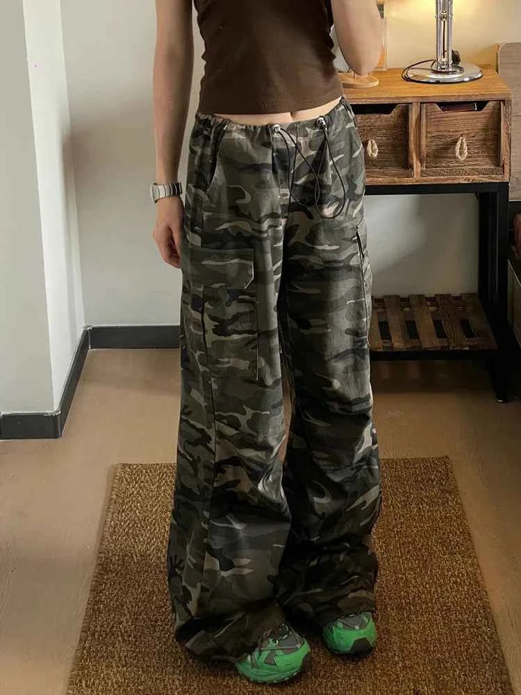 Women Vintage Loose Camouflage Cargo Pants