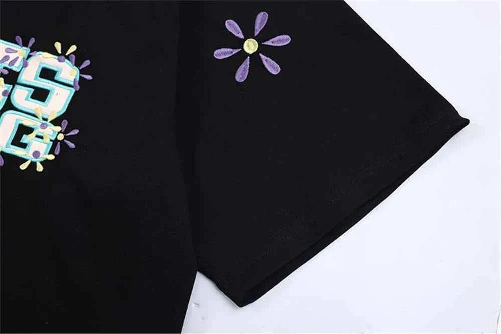 Floral Embroidered Summer Casual Long Sleeve T-Shirt