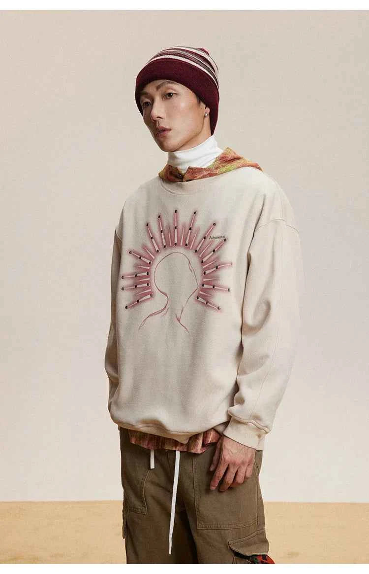 Y2K Autumn Streetwear Rivet Print Sweatshirt