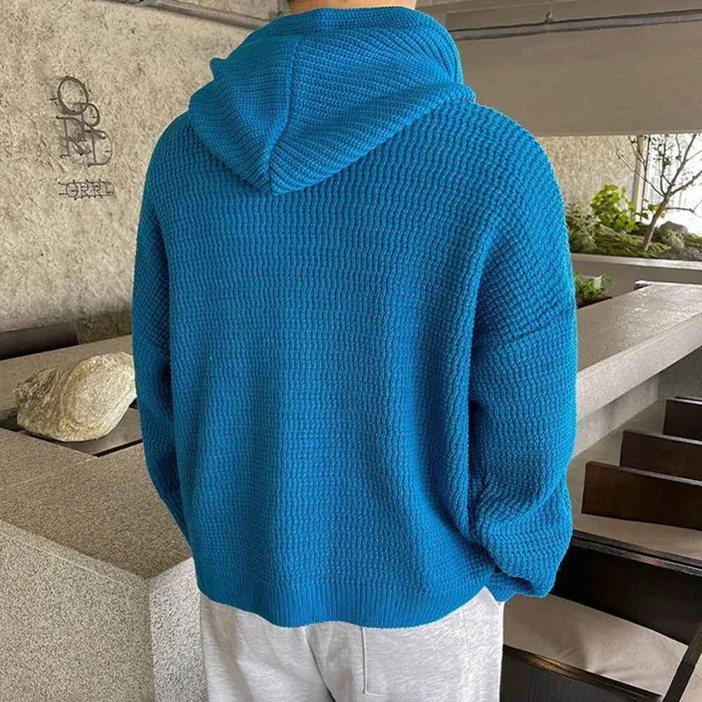 Versatile Solid Color Casual Hooded Cardigan