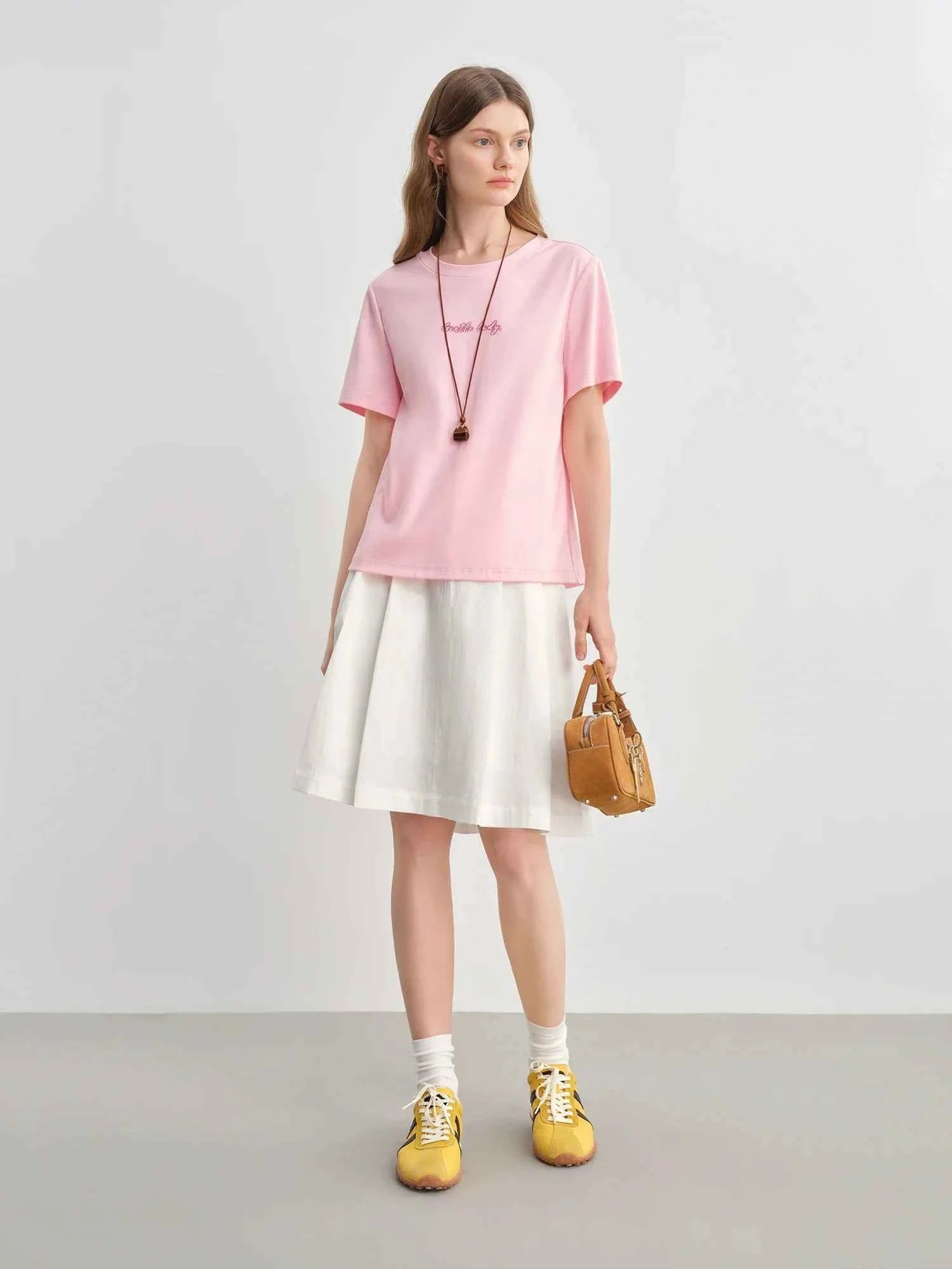Contrast Letter Print Slimming O-Neck T-Shirt