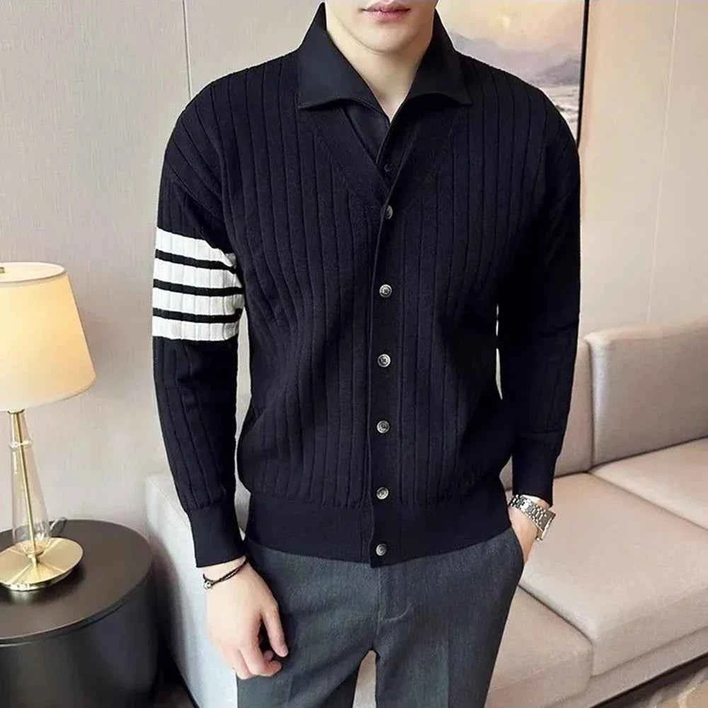 Spring Contrast Striped Classic Cardigan