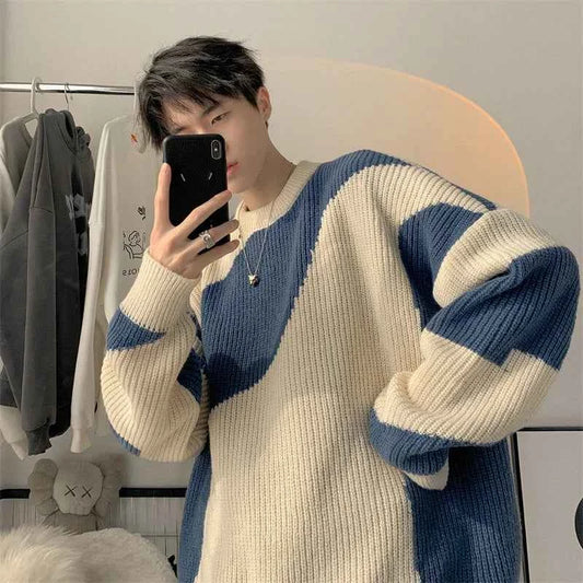 Vintage Colorblock Knit Pullover Knitwear Sweater