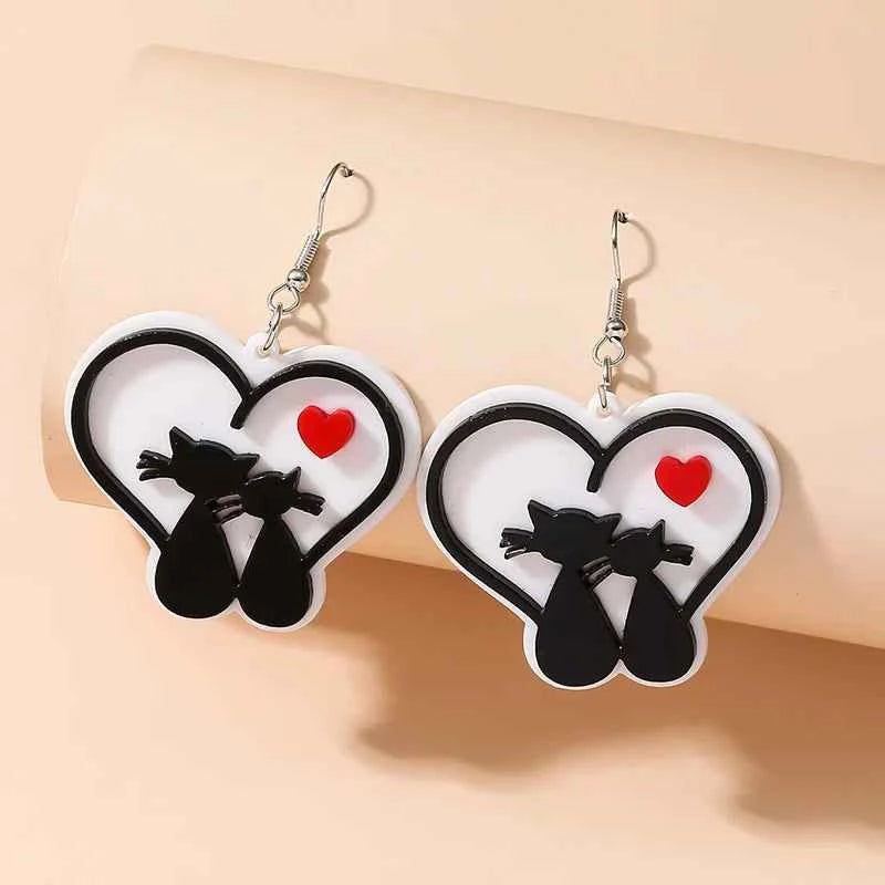 Creative Love Cat Acrylic Plate Earrings