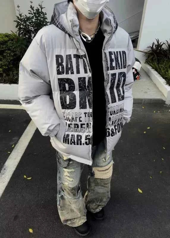 Versatile Loose Hooded Puffer Sports Jacket