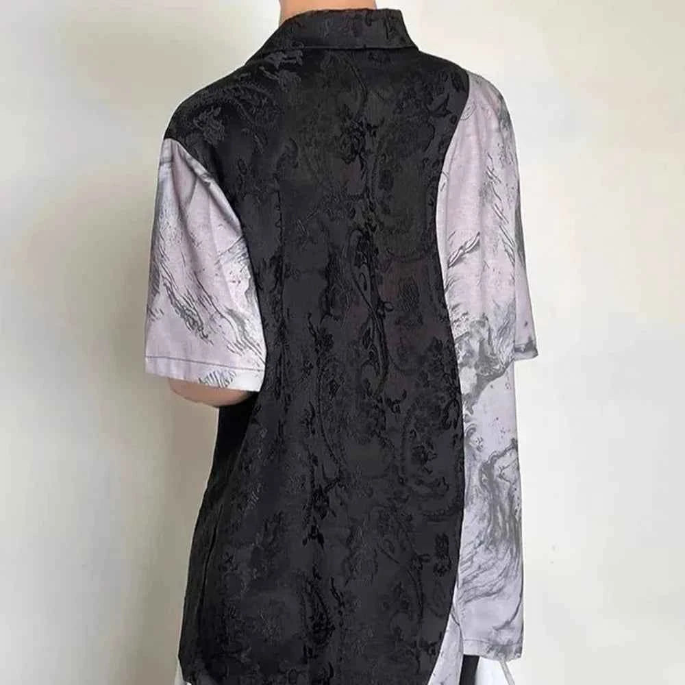 Embroidered Jacquard Retro Short-Sleeved Shirt
