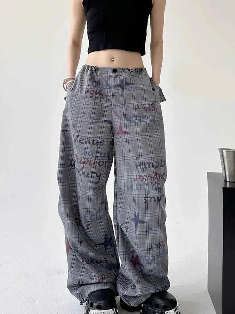 Hand-Painted Vintage Wide-Leg Casual Sweatpants