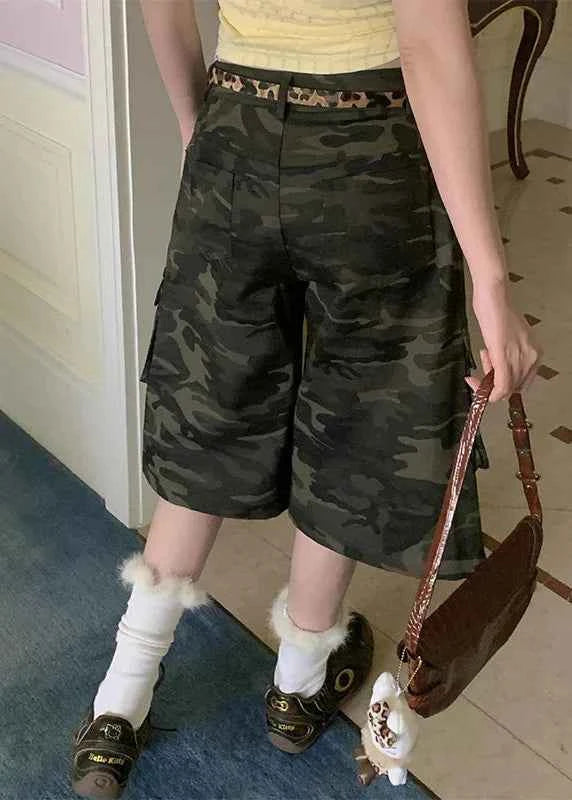 Comfortable Camouflage Cargo Wide Leg Shorts