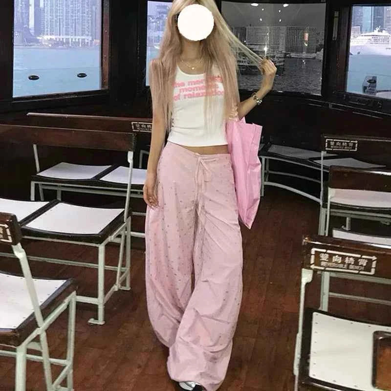 Straight & Sleek Pink Star Print Cool Pants