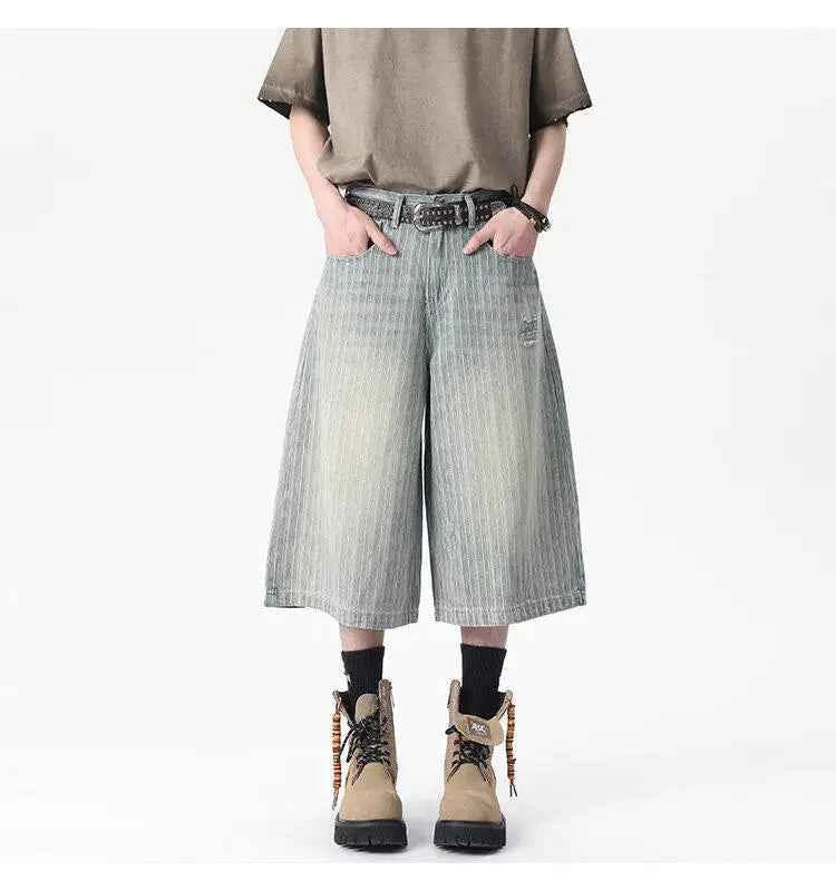Elegant Vintage Washed Straight Cropped Jorts