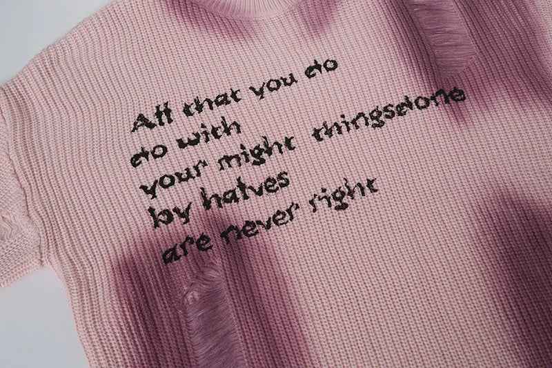 Lightweight Distressed Hip Hop Tie Dye Knit Sweater