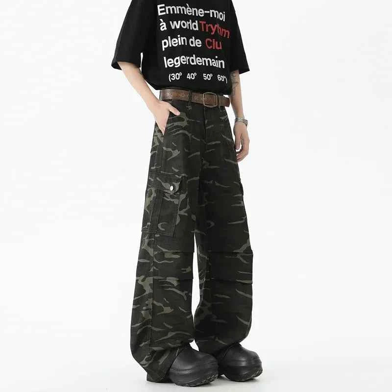 Trendy Camouflage Cargo Straight Leg Pants