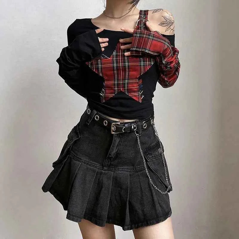Dark Gothic Irregular Patchwork T-Shirt