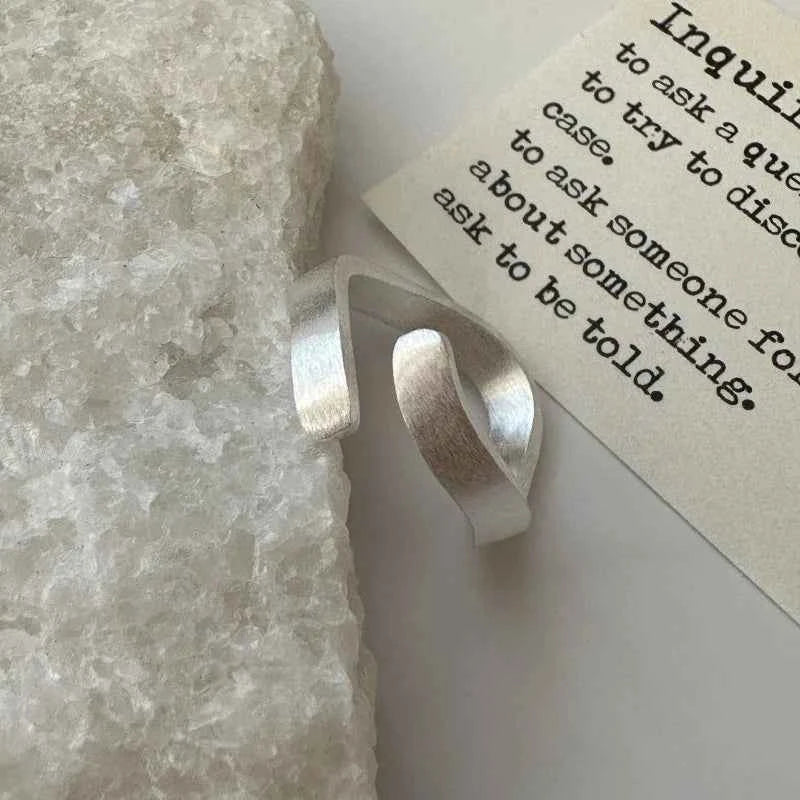 Geometric Asymmetric Matte Sterling Silver Ring