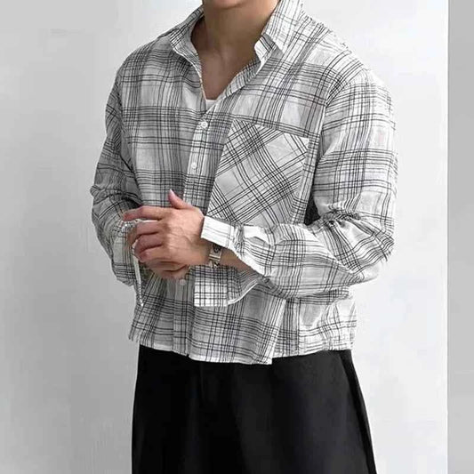 Men Casual Plaid Oversize Long Sleeve Shirt