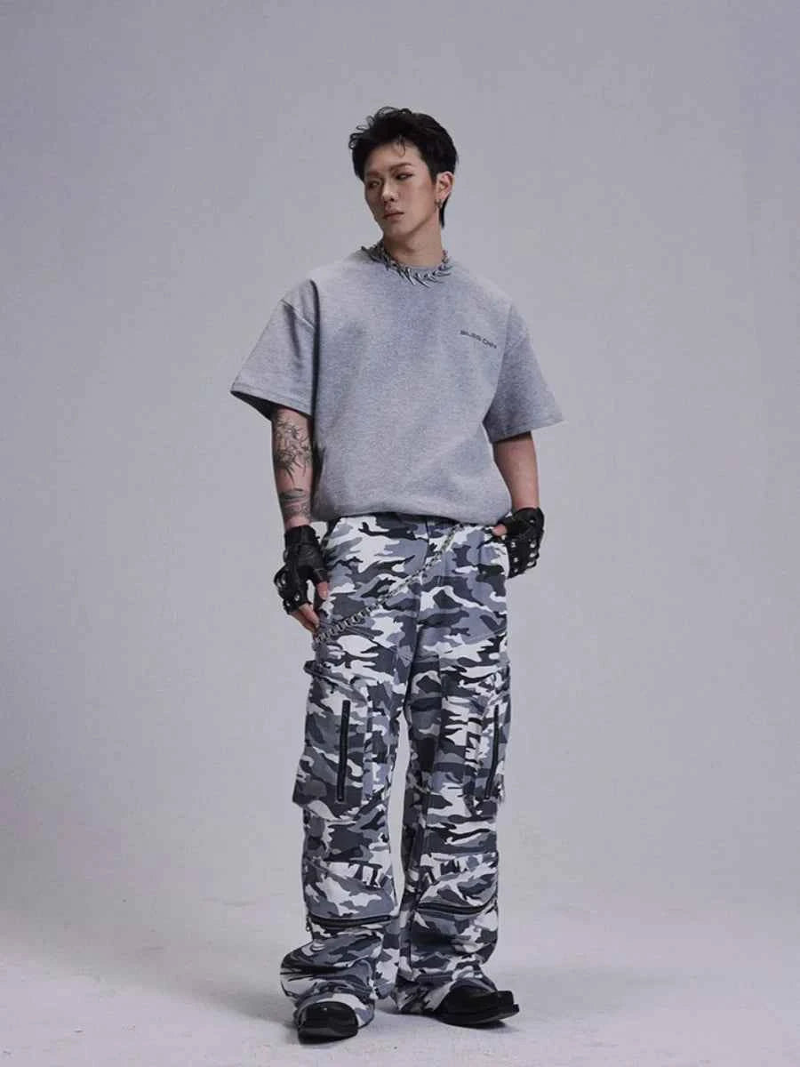 Lightweight Retro Camouflage Zipper Cargo Pants