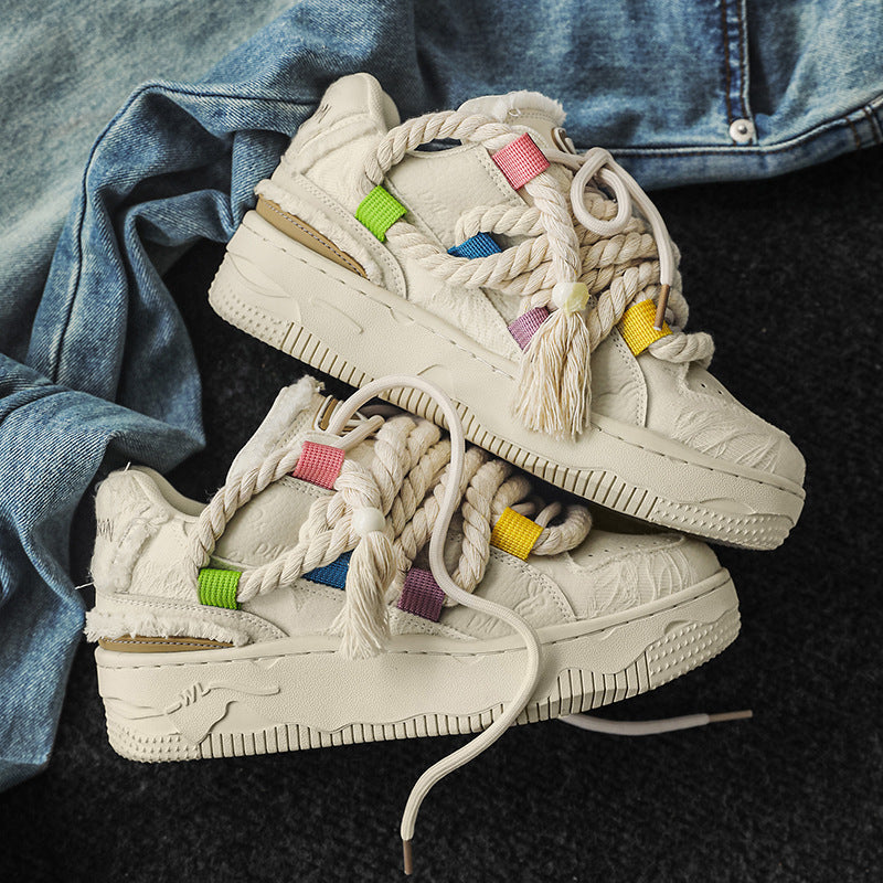 Rope Multicolor Chunky Shoes - Industrial Laced Platform Trainers | LuxuryUrbanwear