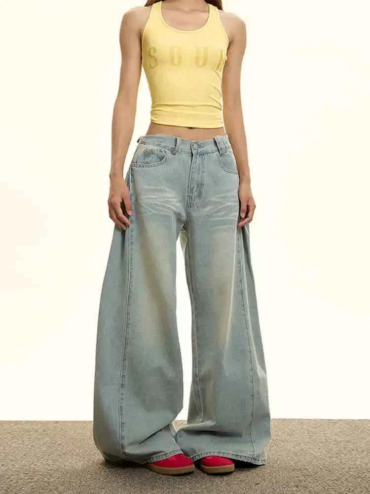 Women Long-lasting Oversize Ripped Blue Denim Jeans