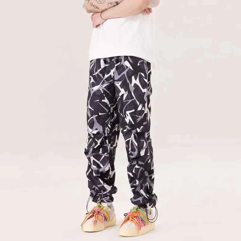 Thorn Flower Printed Camouflage Baggy Pants