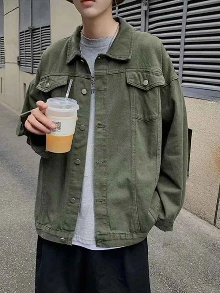 Classic Cozy Cool Green Korean Denim Jacket