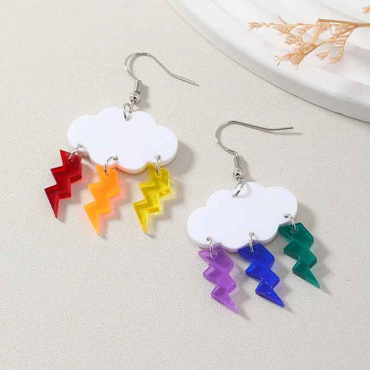 Colorful Lightning Cloud Pendant Earrings