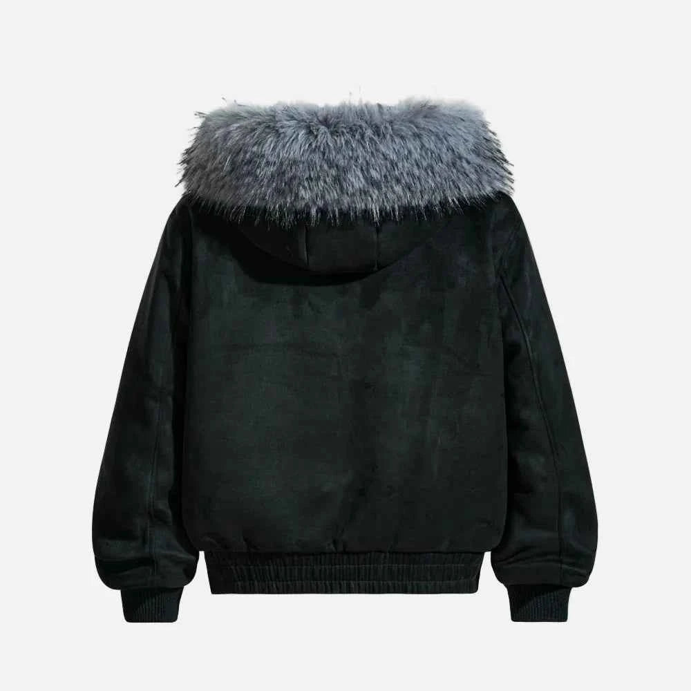 Thick Fleece with Pockets Fur Hooded Jacket
