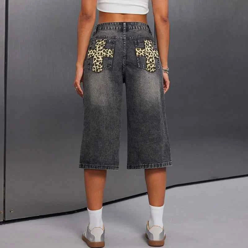 Vintage Washed Hip Hop Denim Short