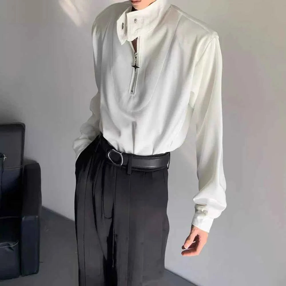 Versatile Half-Zip Shoulder Pad Sweatshirt
